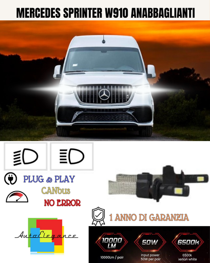💕 KIT LAMPADE LED H7 ANABBAGLIANTE MERCEDES SPRINTER W910 6000K 6400 LUMEN 💕