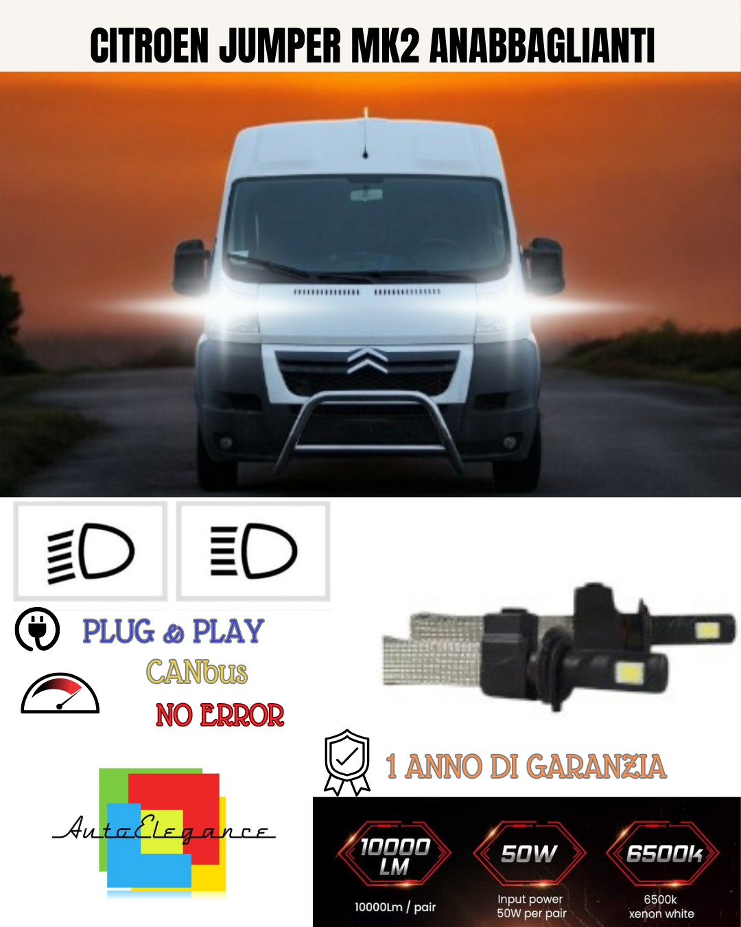 💕 KIT LAMPADE LED H7 ANABBAGLIANTE CITROEN JUMPER MK2 6000K 6400 LUMEN 💕