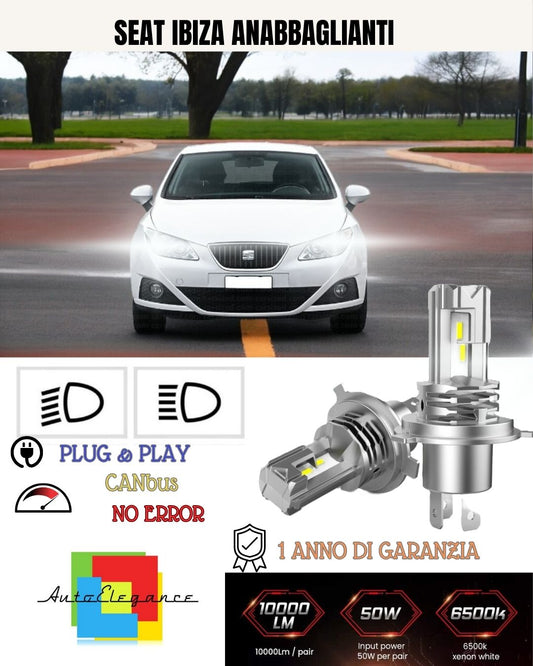 KIT LED H7 PER SEAT  IBIZA 6L 6000K BIANCO 6000 LUMEN CANBUS ANABBAGLIANTI