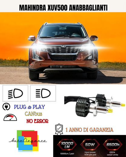 💕 KIT LAMPADE LED H7 ANABBAGLIANTE MAHINDRA XUV500 6000K 9600 LUMEN 💕