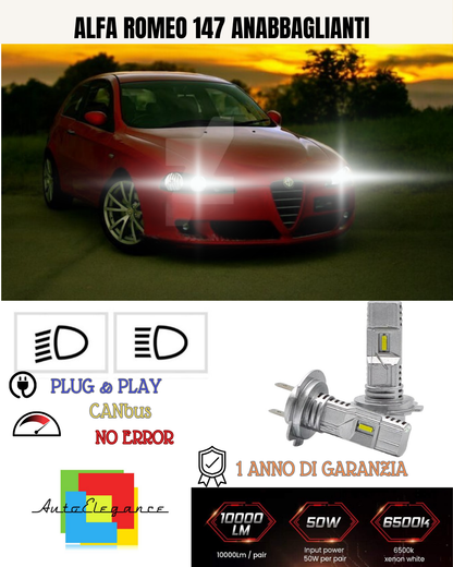 💕 FULL LED KIT ALFA ROMEO 147 H7 6000K WHITE 6000 LUMEN LOW BEAM 💕