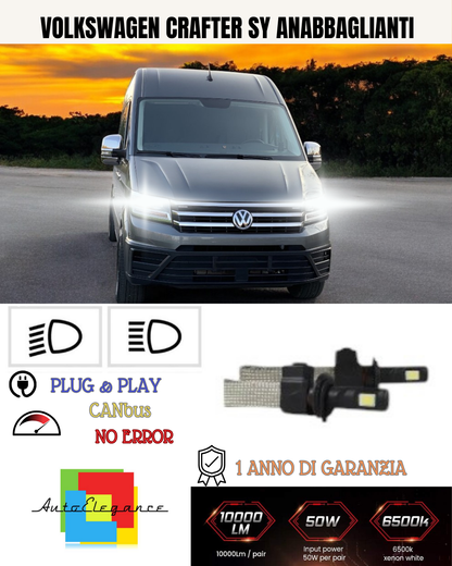 💕 KIT LED H7 ANABBAGLIANTE VOLKSWAGEN CRAFTER SY 6400 LUMEN 6000K 💕