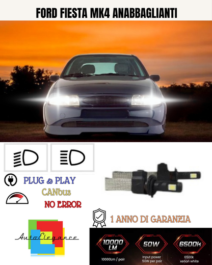 💕 KIT LED H7 ANABBAGLIANTE FORD FIESTA MK4 6400 LUMEN 6000K 💕