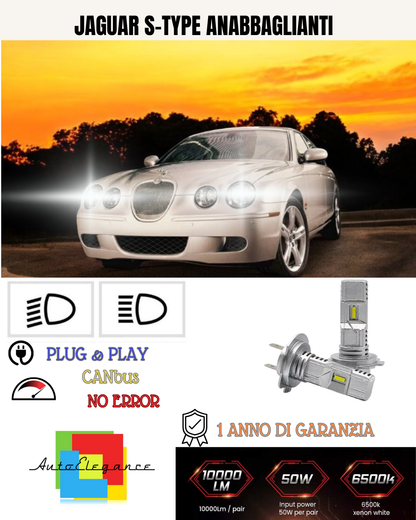 💕 KIT FULL LED JAGUAR S-TYPE H7 6000K BIANCO 6000 LUMEN ANABBAGLIANTI 💕