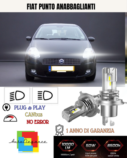 KIT LED H7 FIAT PUNTO MK3 III 188 6000K BIANCO 6000 LUMEN CANBUS ANABBAGLIANTI