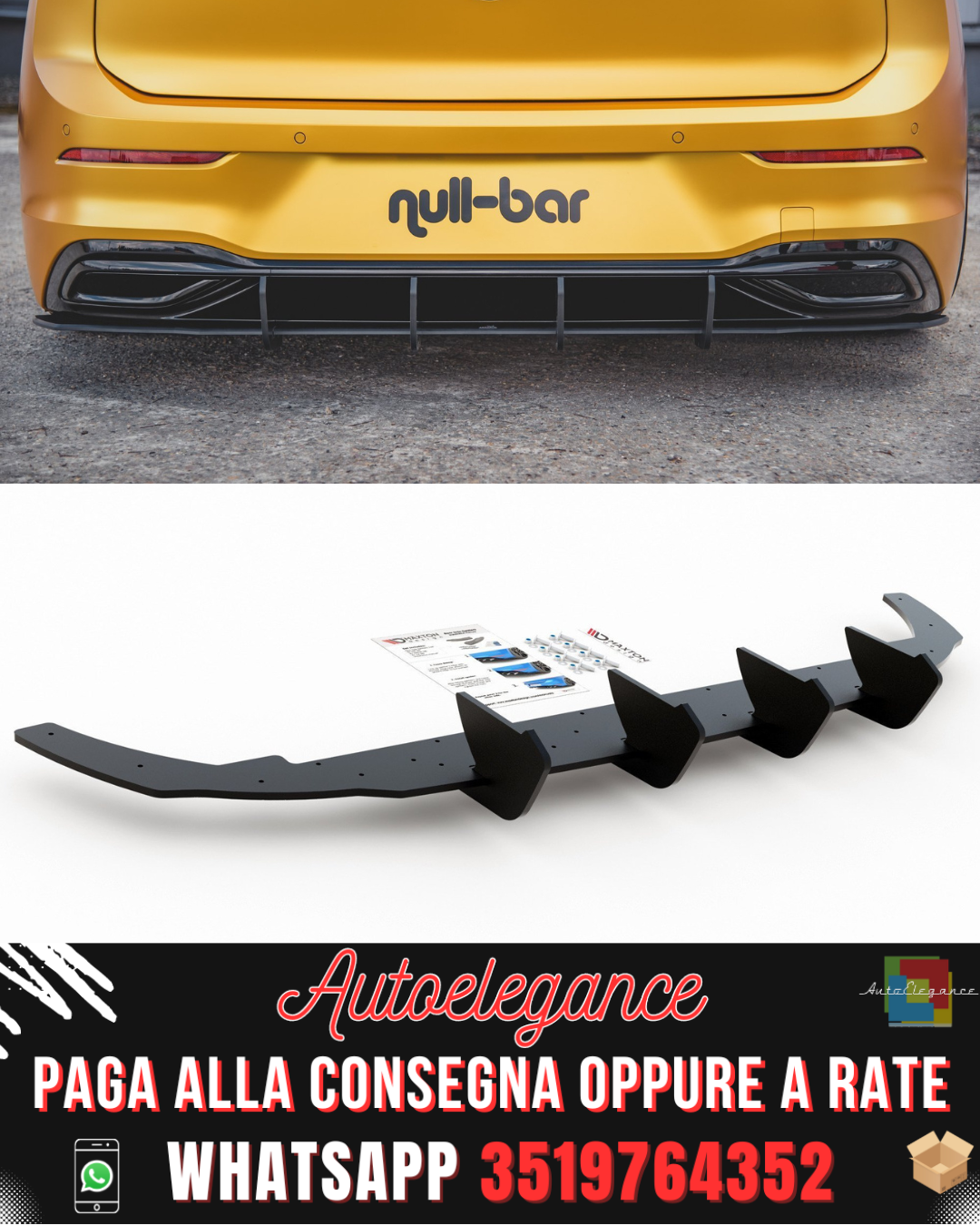 DIFFUSORE POSTERIORE RACING DURABILITY V.1 ADATTO PER VW GOLF 8 2019