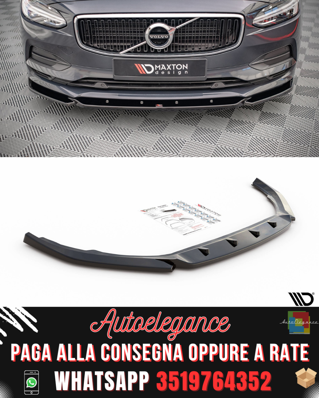 SPLITTER ANTERIORE adatto per V.1 VOLVO V90 MK2 2016-2020