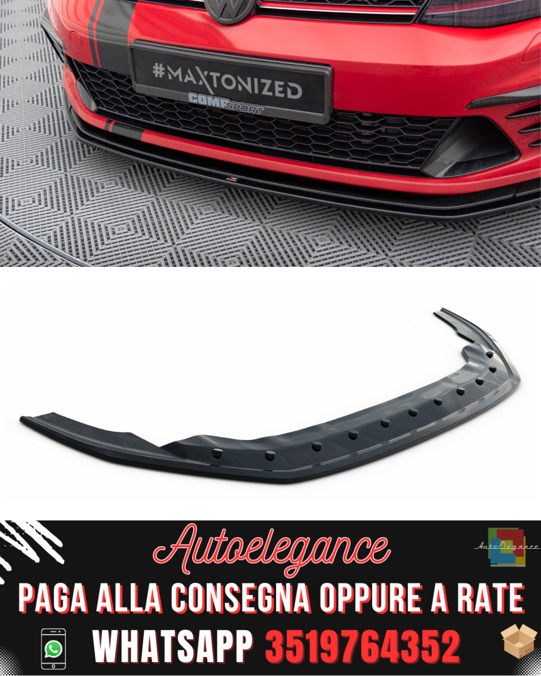 SPLITTER ANTERIORE adatto per VW GOLF MK7 GTI CLUBSPORT 2016-2017