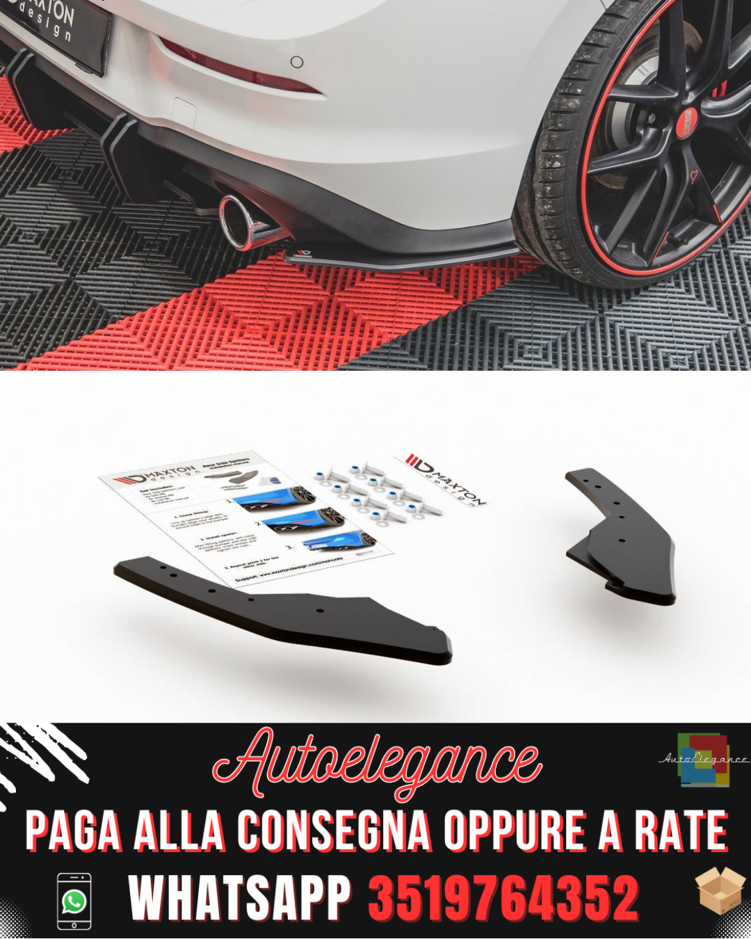 SPLITTER LATERALI POSTERIORI RACING DURABILITY ADATTI PER VOLKSWAGEN GOLF 8 GTI2020