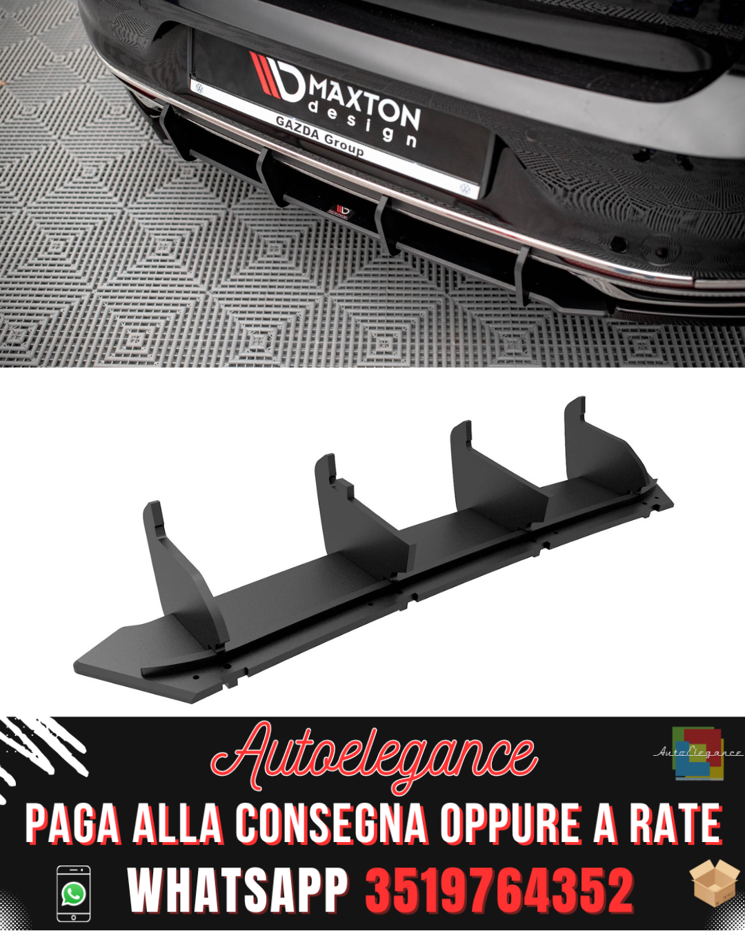 STREET PRO DIFFUSORE POSTERIORE adatto per VOLKWAGEN PASSAT B8 FACELIFT 2019-