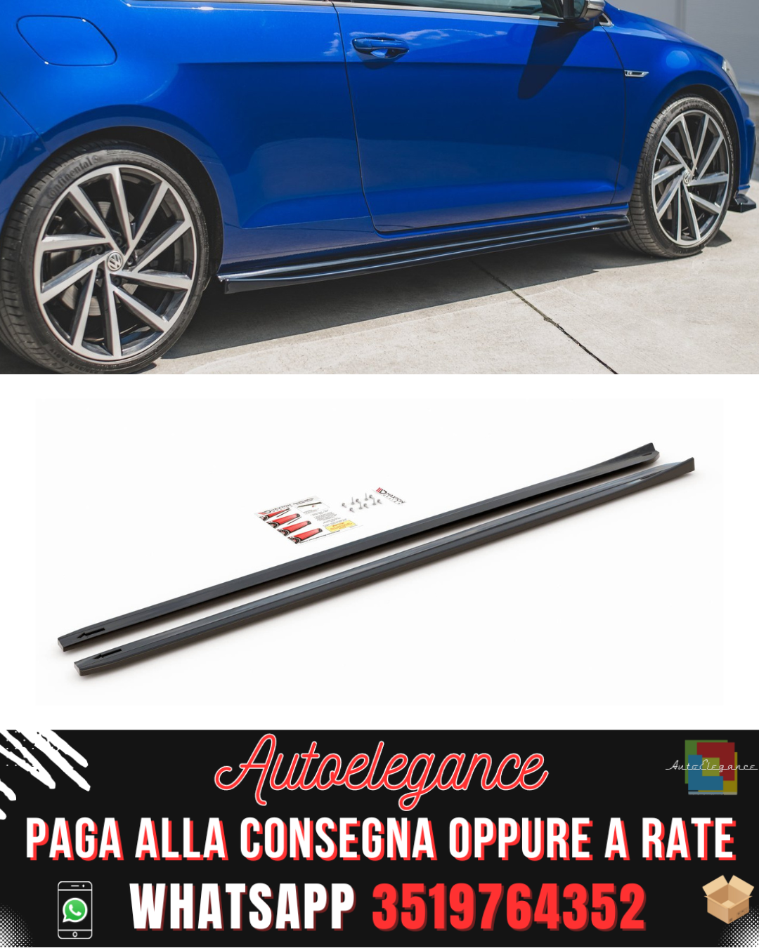 MINIGONNE LATERALI V.4 ADATTE PER VW GOLF 7 R / R-LINE FACELIFT 2017-2020