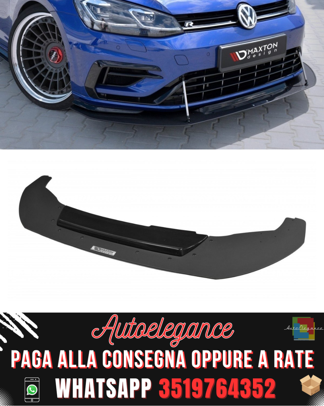 SPLITTER IBRIDO ANTERIORE RACING adatto per VW GOLF 7 R / R-LINE FACELIFT 2017-2020