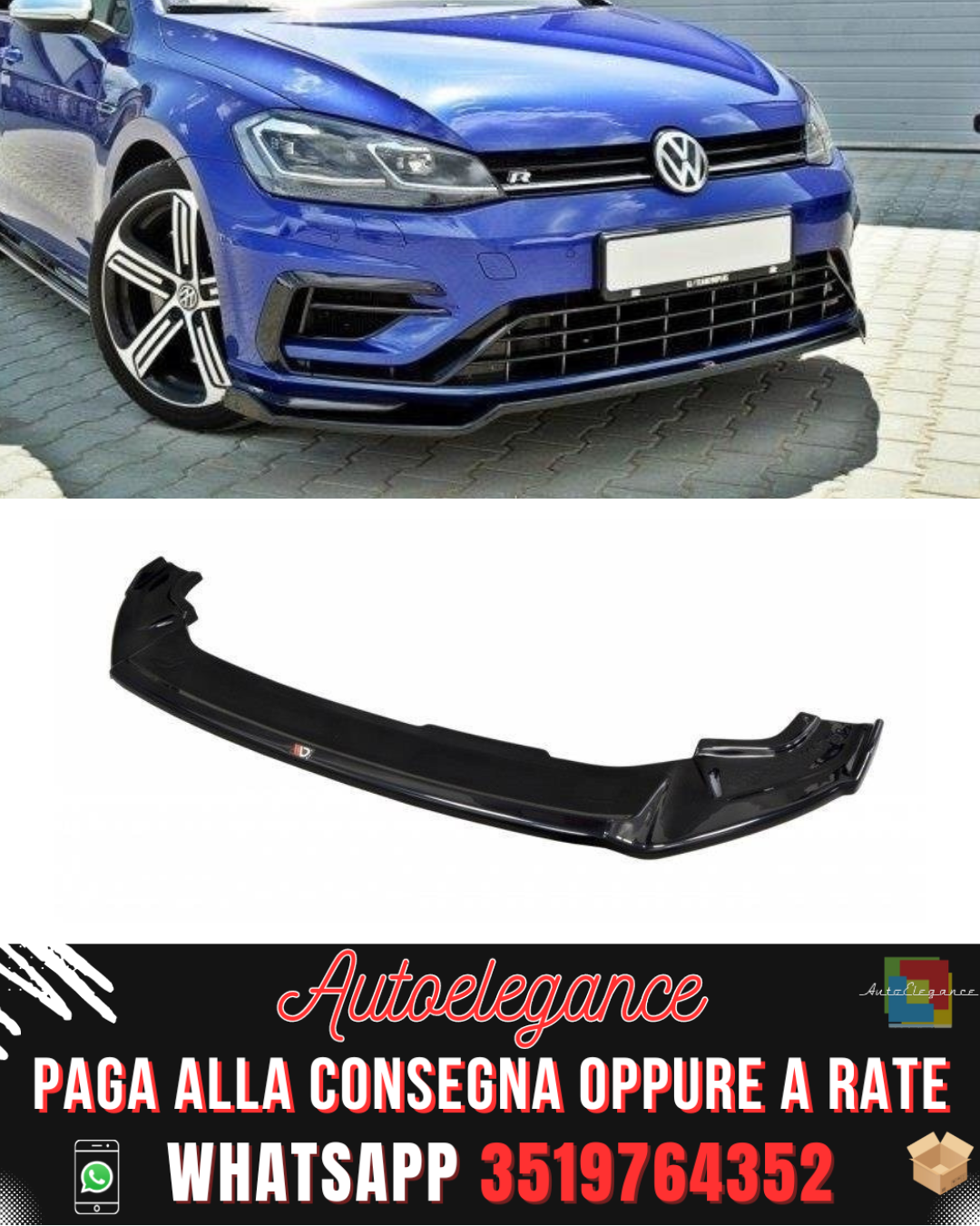 SPLITTER ANTERIORE V.2 adatto per VW GOLF 7 R / R-LINE FACELIFT 2017-2020