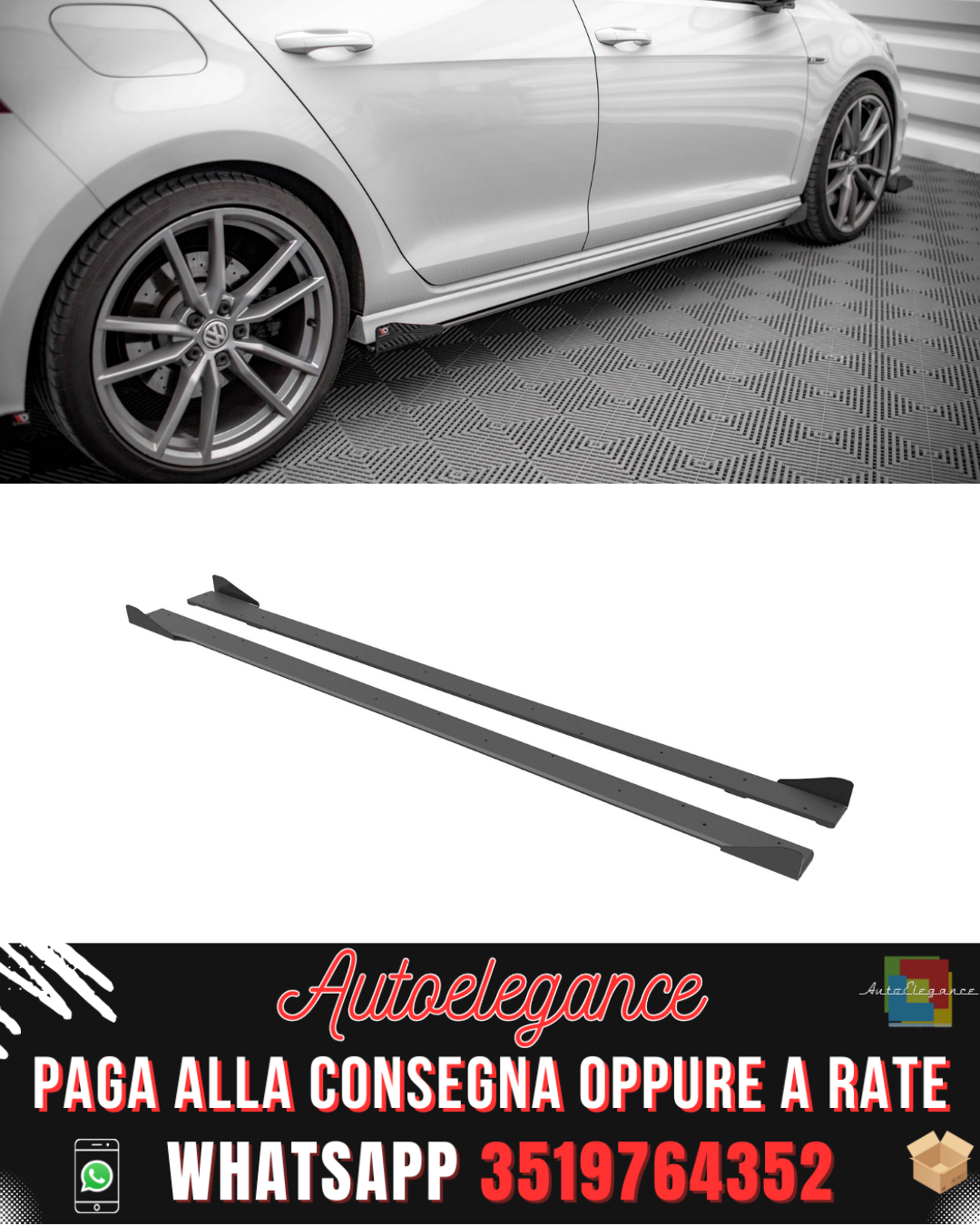 STREET PRO MINIGONNE LATERALI DIFFUSORI + ALETTE ADATTE PER VOLKSWAGEN GOLF R MK7 2013-2016