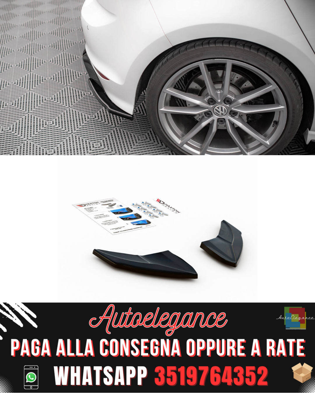 SPLITTER LATERALI POSTERIORI ADATTI PER V.4 VOLKSWAGEN GOLF R MK7 2013-2016