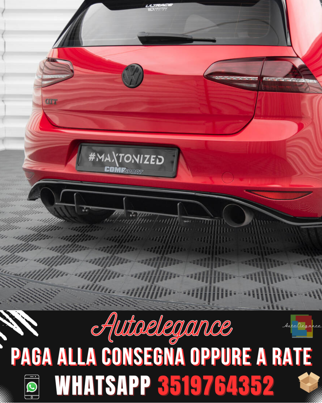 DIFFUSORE POSTERIORE adatto per VW GOLF VII GTI CLUBSPORT 2016-2017