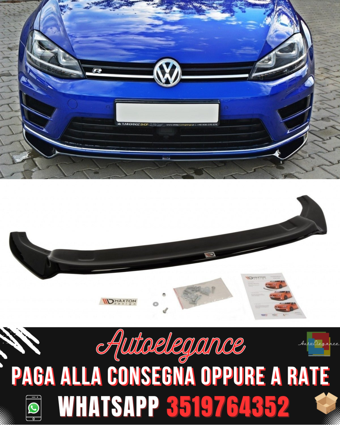 SPLITTER ANTERIORE V.2 adatto per VW GOLF 7 R / R-LINE 2012-2016