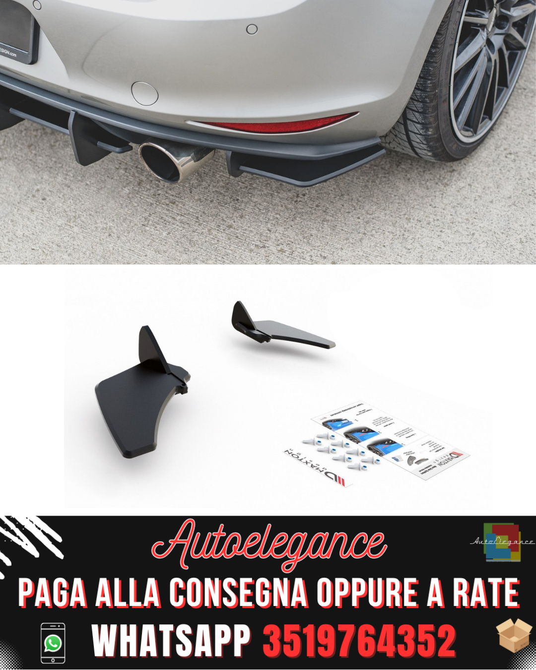 SPLITTER LATERALI POSTERIORI RACING DURABILITY V.1 adatti per VW GOLF 7 GTI 2013-2016