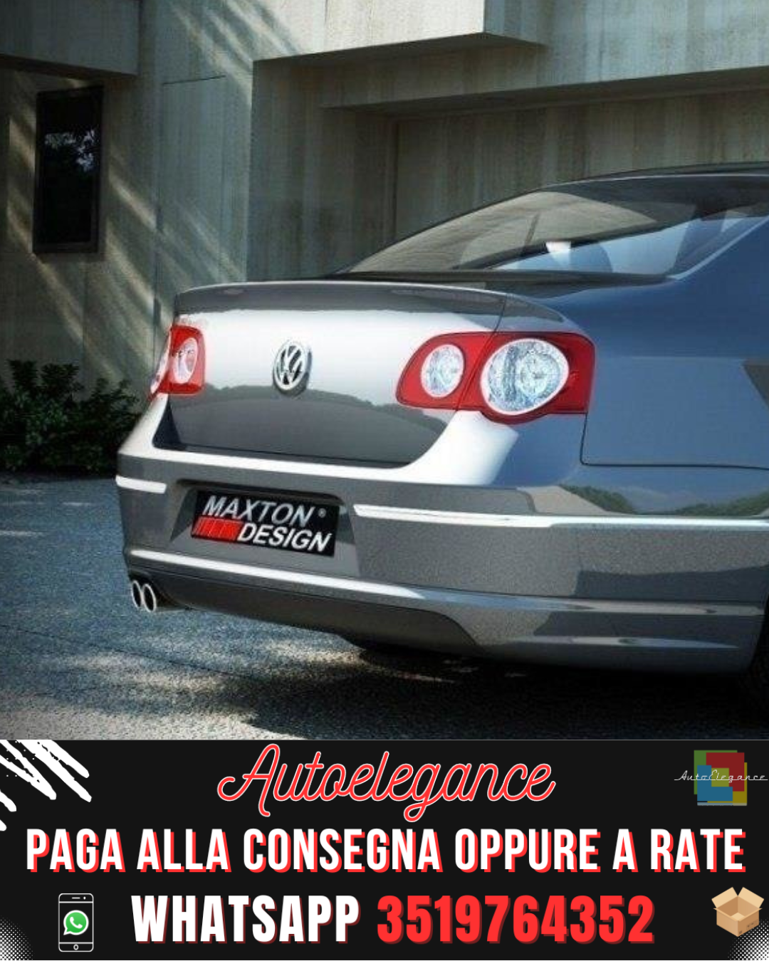 SPOILER PARAURTI POSTERIORE adatto per VW PASSAT B6 (R-LINE LOOK) BERLINA 2005-2010