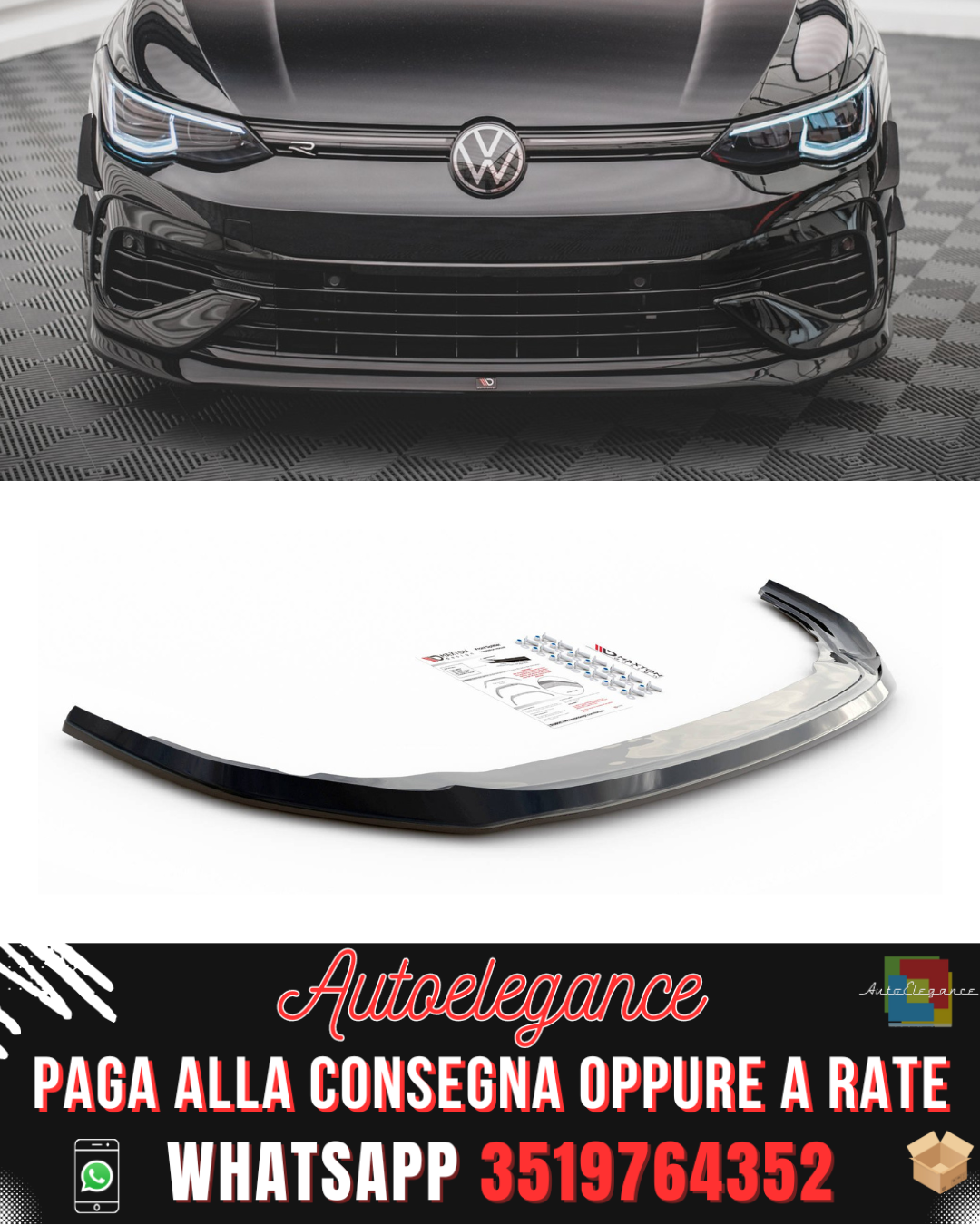 SPLITTER ANTERIORE ADATTO PER V.5 VOLKSWAGEN GOLF R MK8 2020