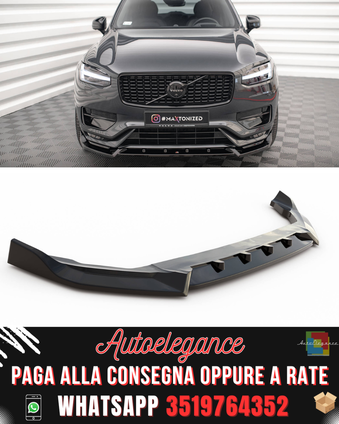 SPLITTER ANTERIORE adatto per V.2 VOLVO XC90 R-DESIGN MK2 FACELIFT  2019-