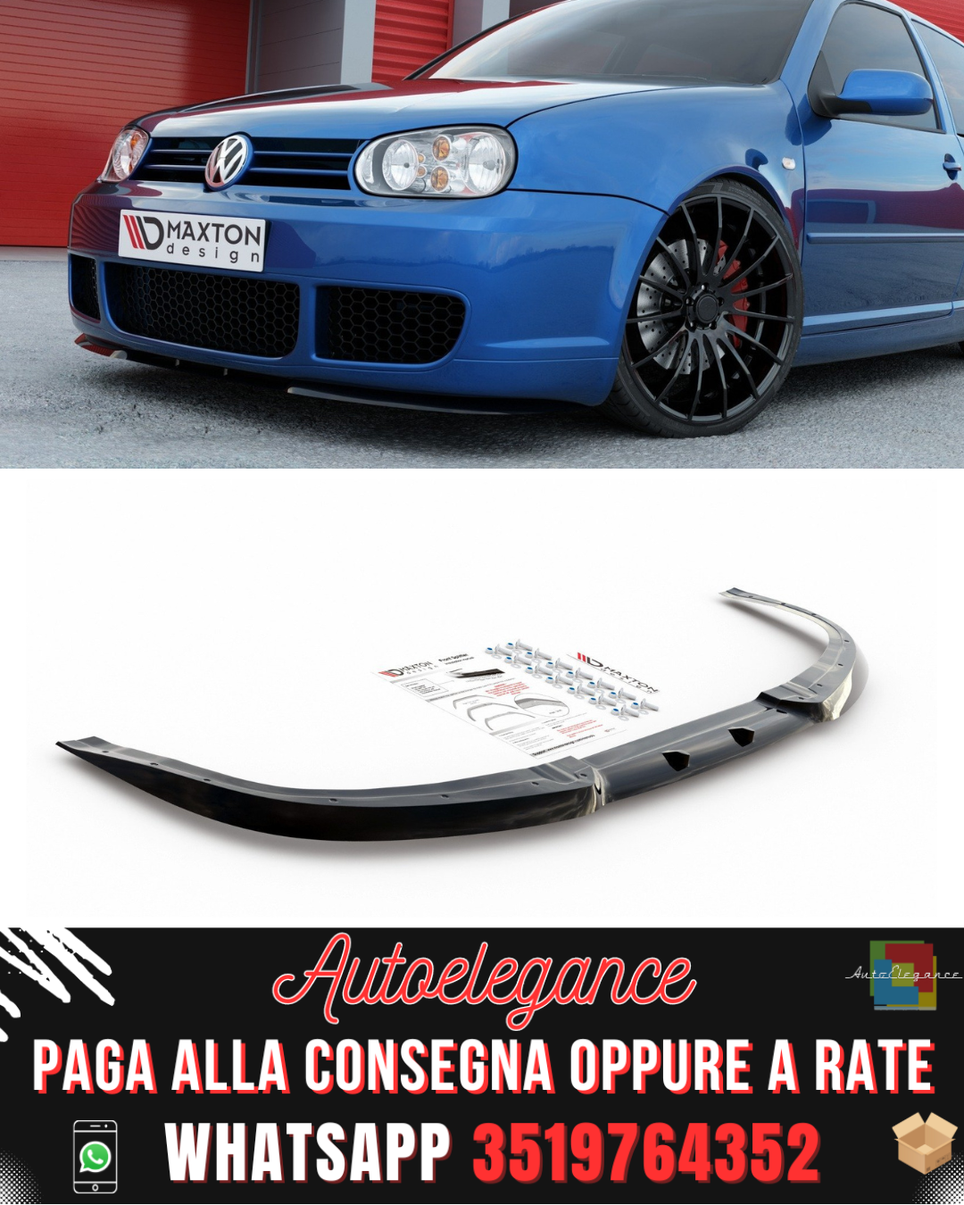 SPLITTER ANTERIORE (LOOK CUPRA) ADATTO PER VW GOLF IV R32 2002-2004