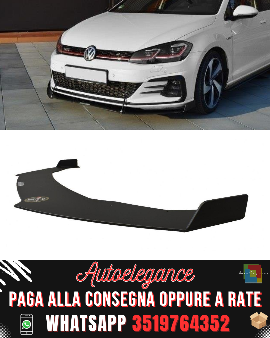 FRONT RACING SPLITTER V.2 adatto per VW GOLF VII GTI FACELIFT 2017