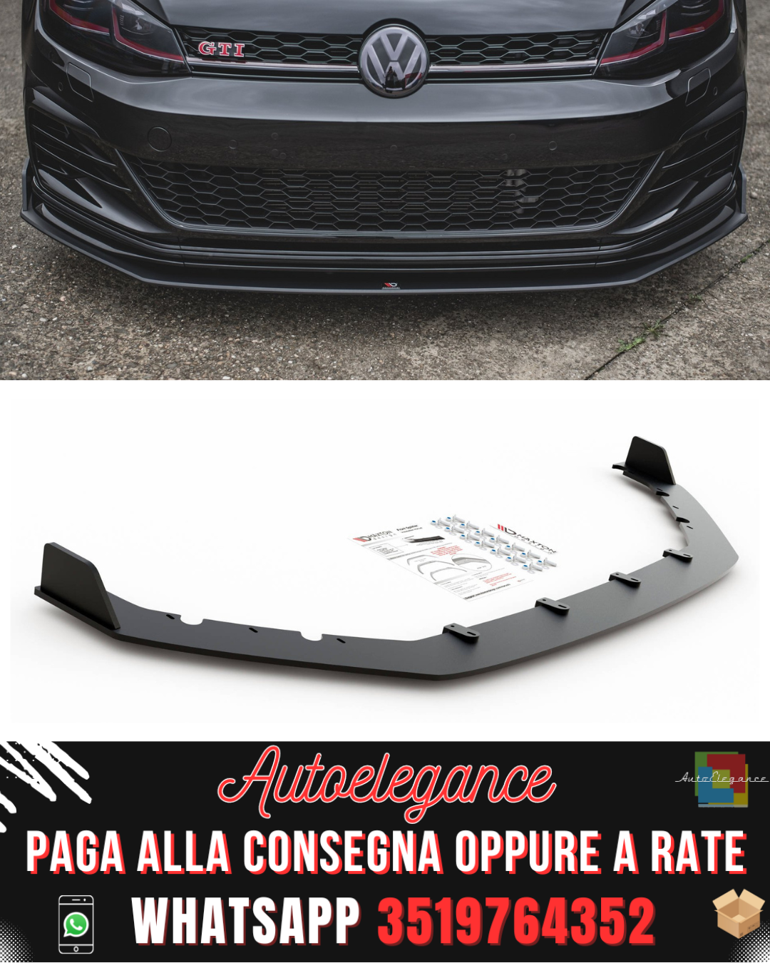 SPLITTER ANTERIORE RACING DURABILITY ADATTO PER VW GOLF 7 GTI TCR 2013-2016