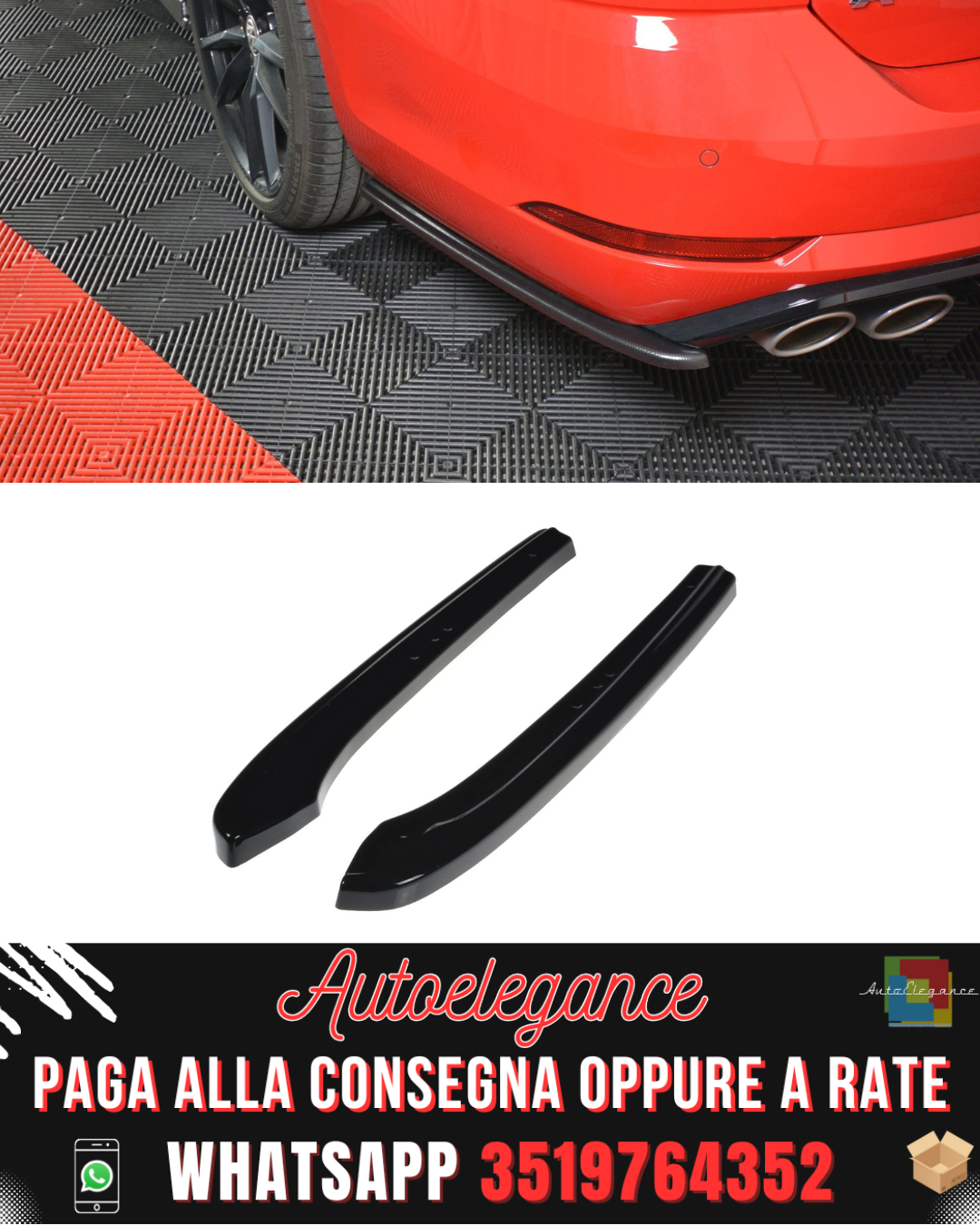 SPLITTER LATERALI POSTERIORI V.1 adatti per VW GOLF 7 R VARIANT FACELIFT 2017