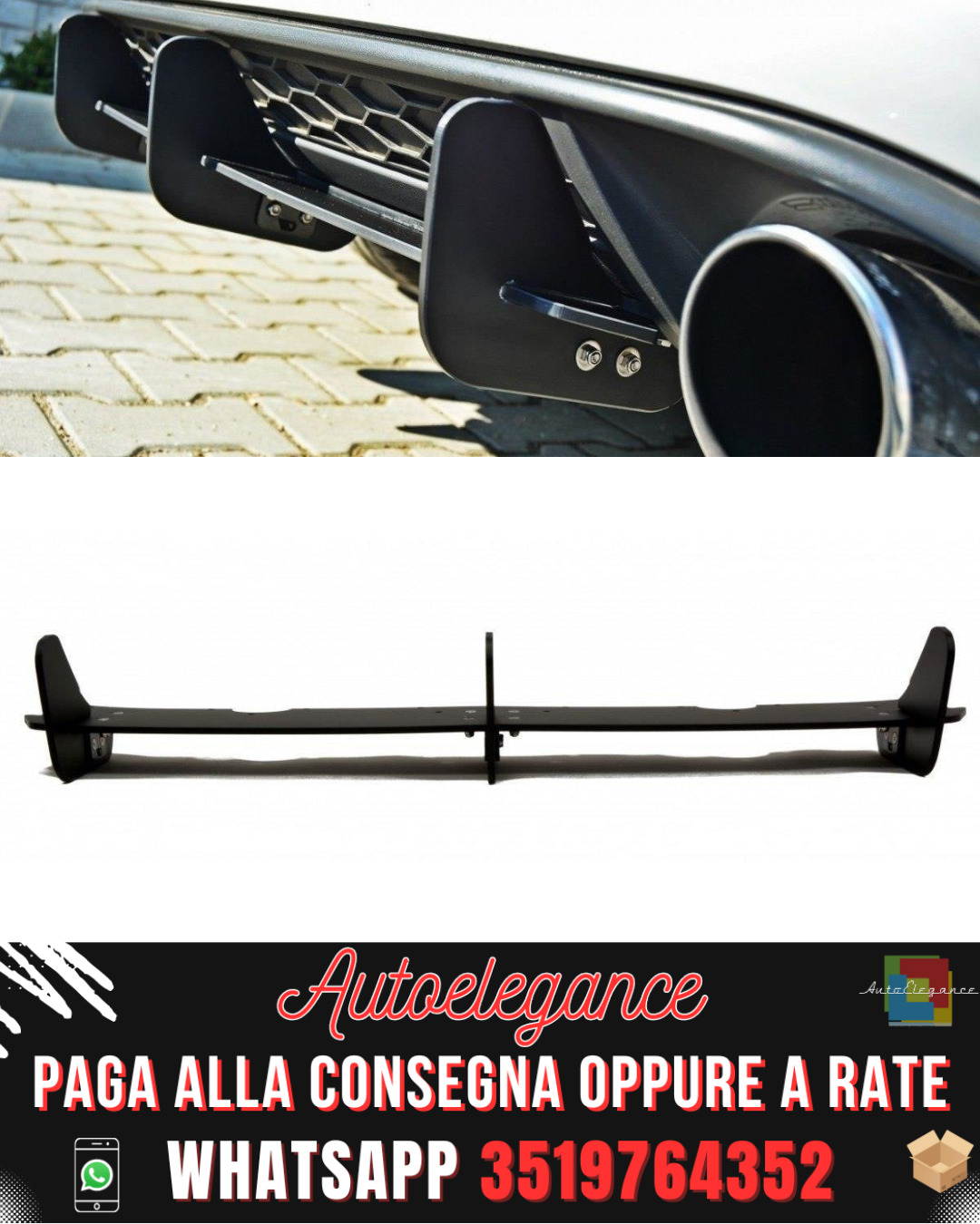 DIFFUSORE POSTERIORE E SPLITTER LATERALI POSTERIORI adatti per VW GOLF MK7 GTI 2012