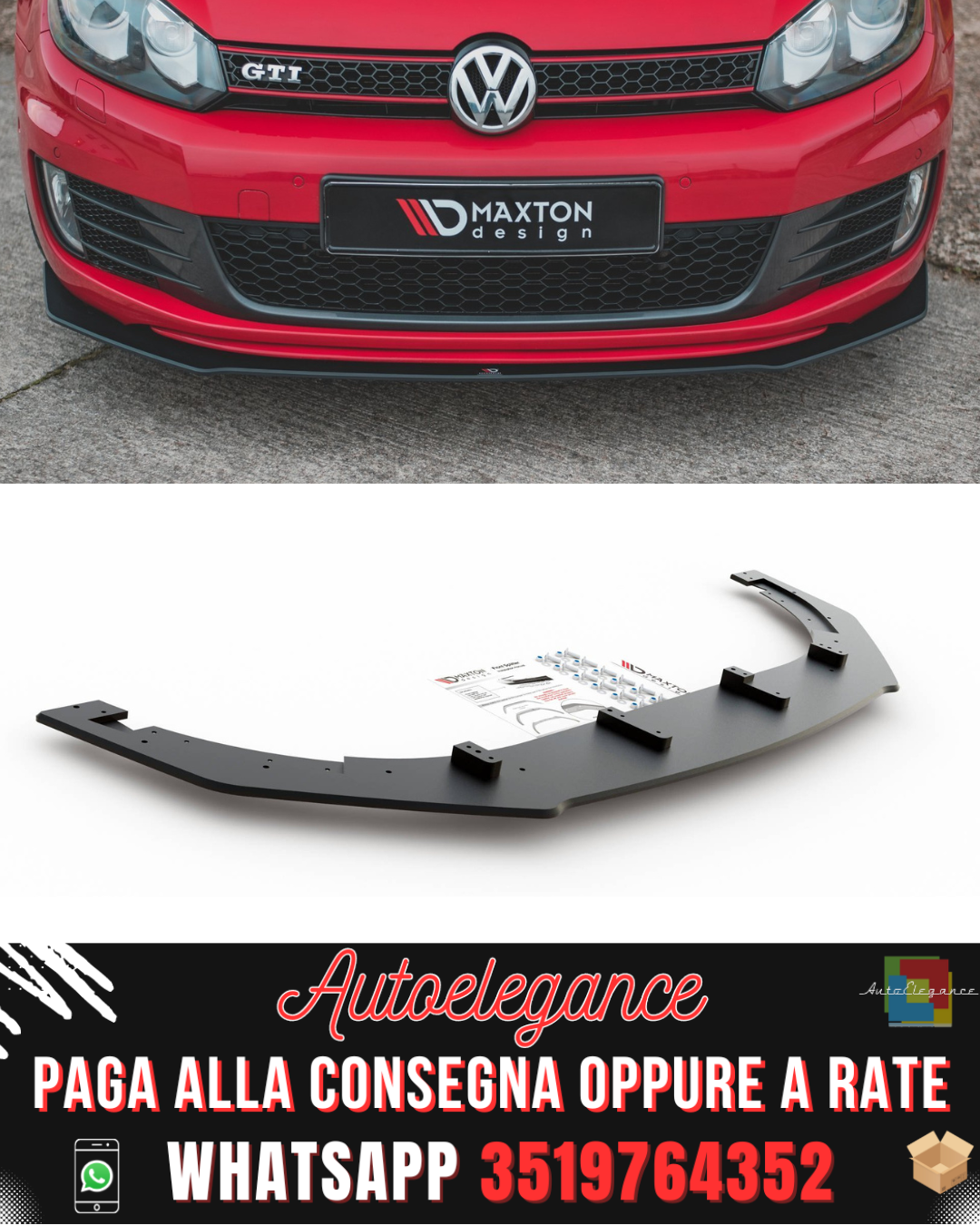 SPLITTER ANTERIORE RACING V.3 adatto per VOLKSWAGEN GOLF GTI MK6 2008-2012