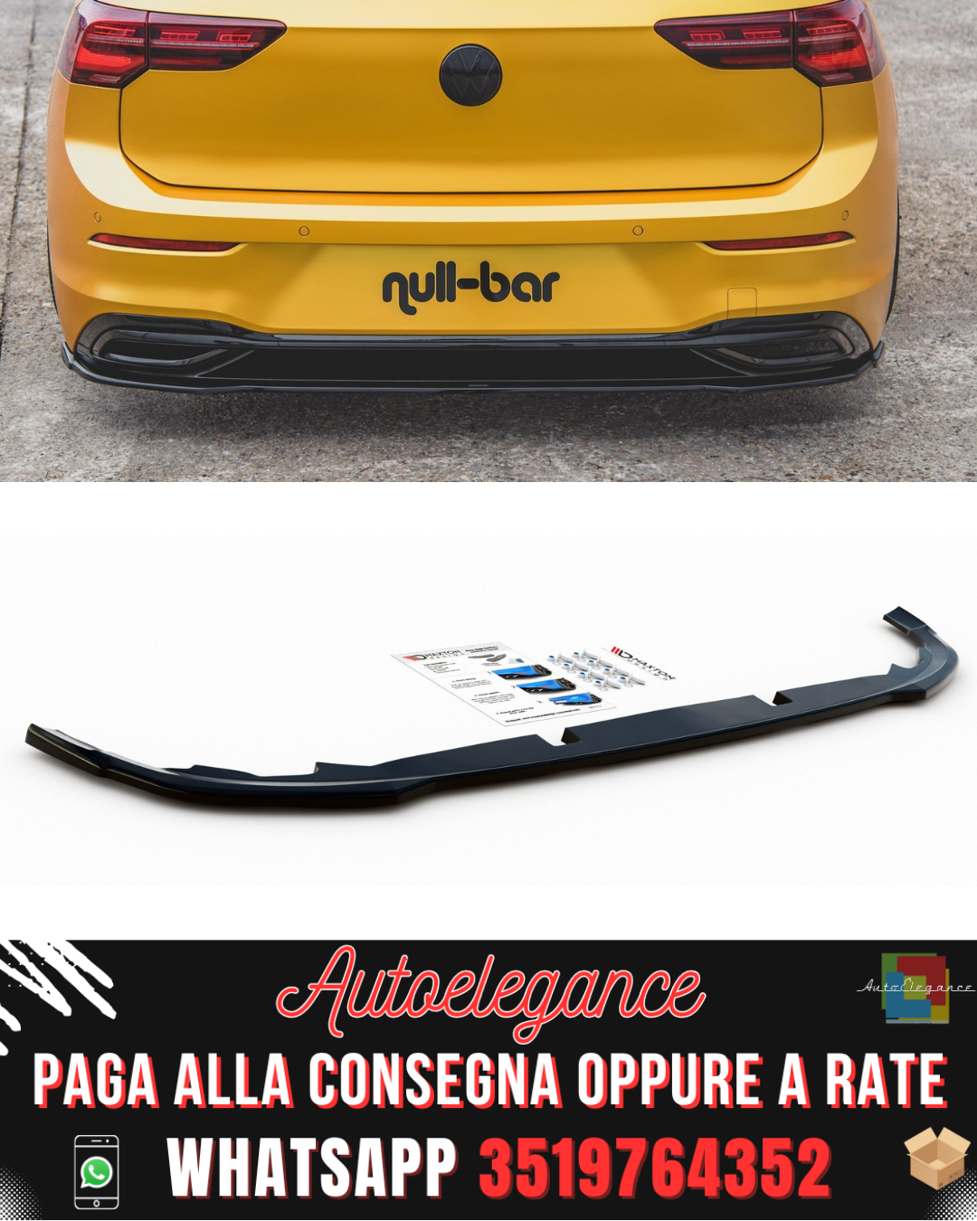 SPLITTER POSTERIORE CENTRALE ADATTO PER  VW GOLF 8 2019