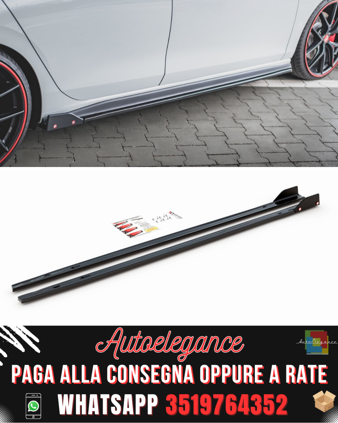 MINIGONNE LATERALI V.2 + FLAP ADATTI PER VOLKSWAGEN GOLF 8 GTI / GTI CLUBSPORT / R-LINE 2020