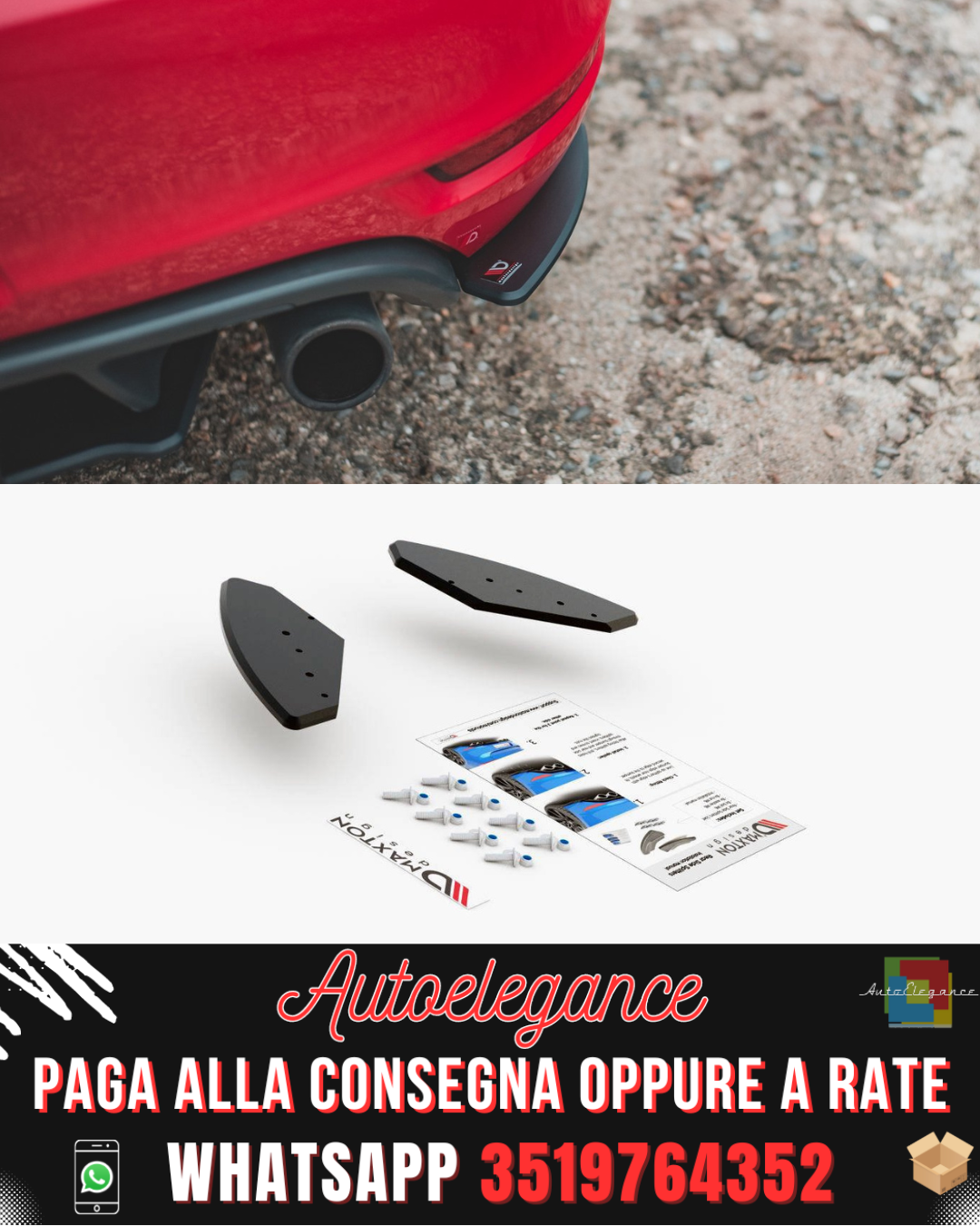 SPLITTER LATERALI POSTERIORI RACING DURABILITY adatti per VOLKSWAGEN GOLF GTI MK6 2008-2012