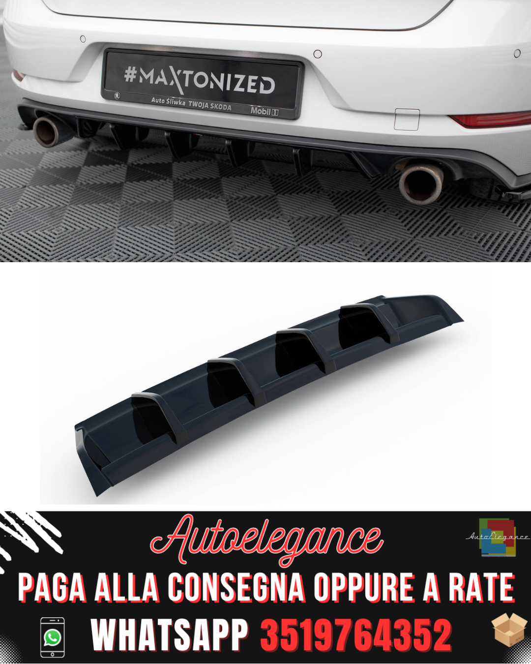 DIFFUSORE POSTERIORE adatto per VW GOLF VII GTI FACELIFT 2017