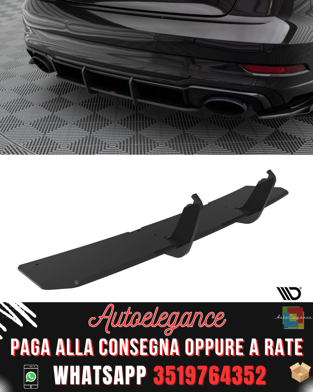DIFFUSORE POSTERIORE STREET PRO adatto per AUDI RS3 BERLINA 8V LIFTING 2017-2020