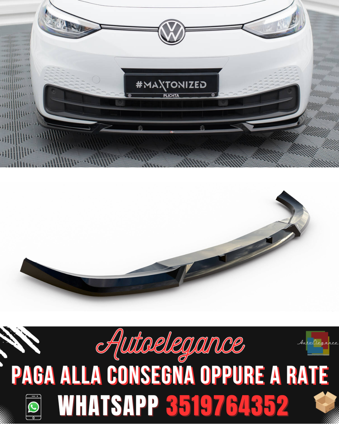 SPLITTER ANTERIORE V.2 adatto per VOLKSWAGEN ID.3 MK1 2019-2023