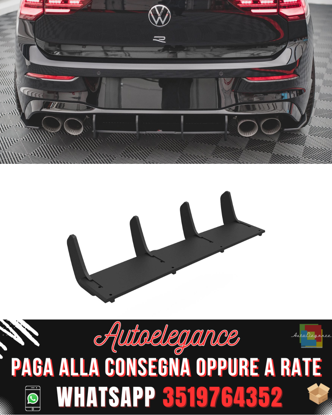 DIFFUSORE POSTERIORE STREET PRO ADATTO PER VOLKSWAGEN GOLF R MK8 2020