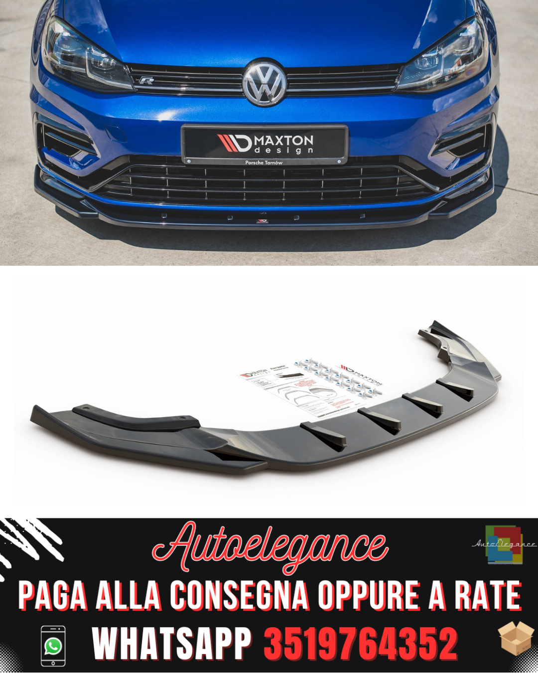 SPLITTER ANTERIORE V.9 ADATTO PER VW GOLF 7 R / R-LINE FACELIFT 2017-2020