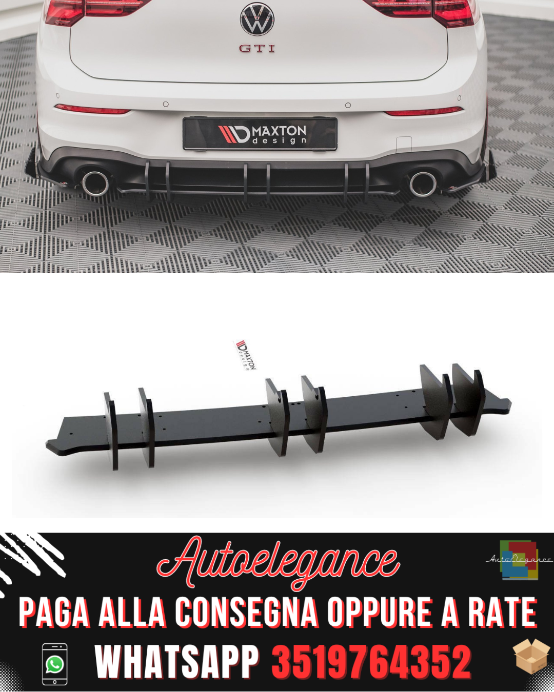 DIFFUSORE POSTERIORE RACING DURABILITY adatto per V.2 VOLKSWAGEN GOLF 8 GTI2020