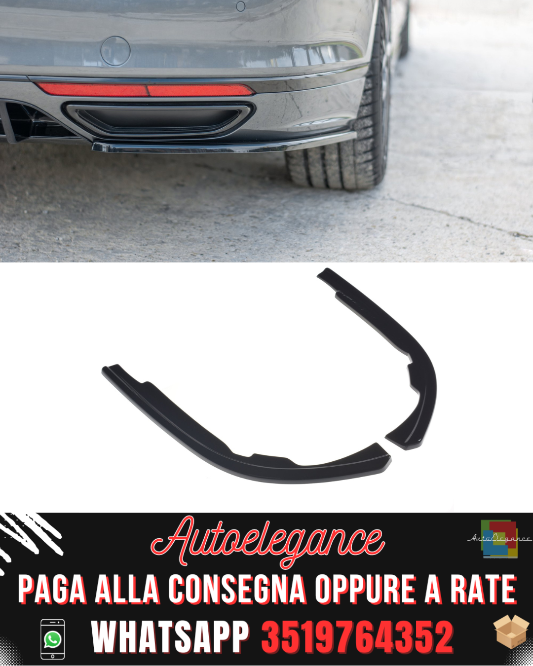 SPLITTER LATERALI POSTERIORI adatti per  VOLKSWAGEN PASSAT R-LINE B8 2015-2019