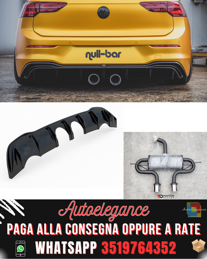 DIFFUSORE POSTERIORE (R32 LOOK) CON SCARICO adatti per VW GOLF 8 2019