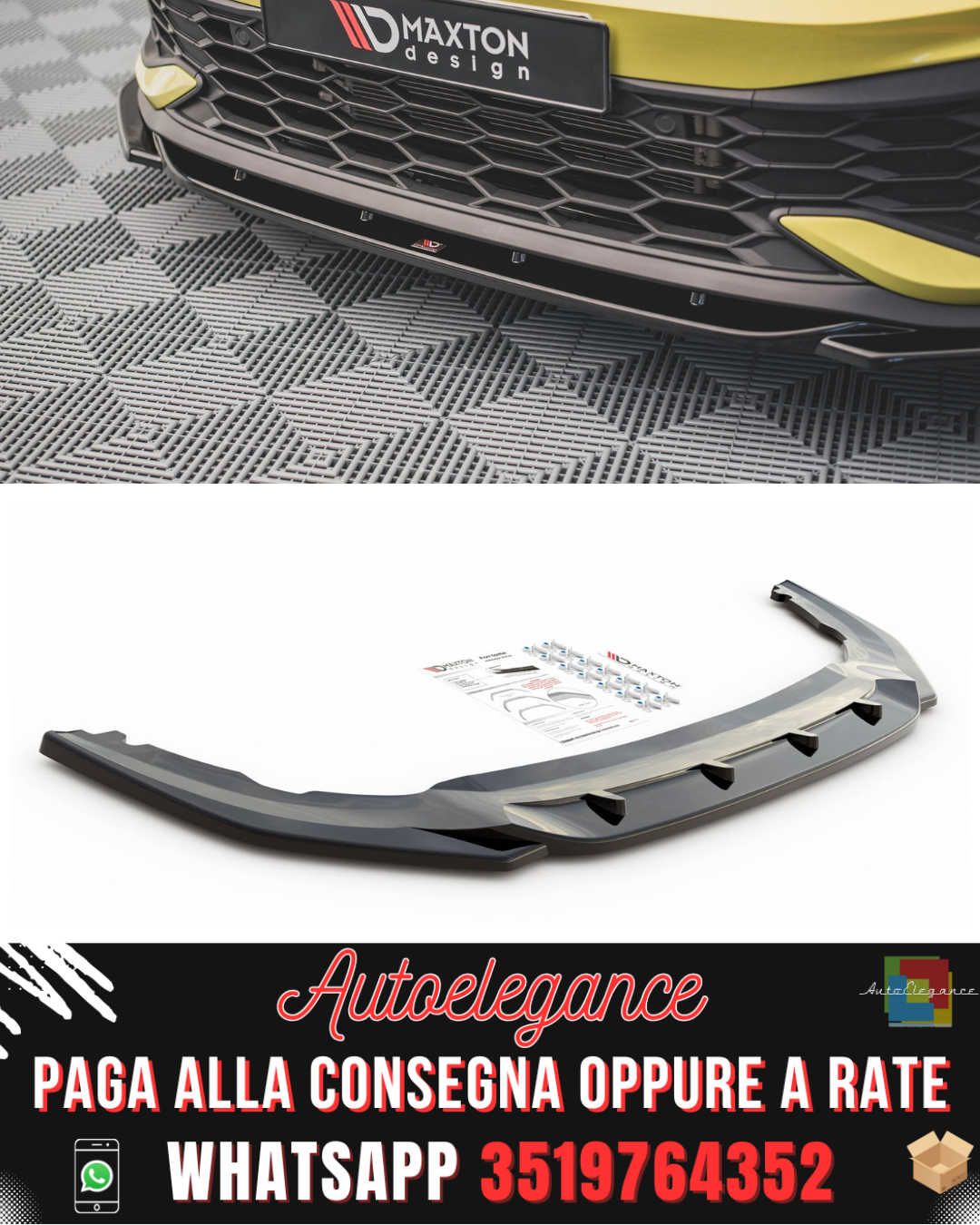 SPLITTER ANTERIORE ADATTO PER V.2 VOLKSWAGEN GOLF 8 GTI CLUBSPORT 2020