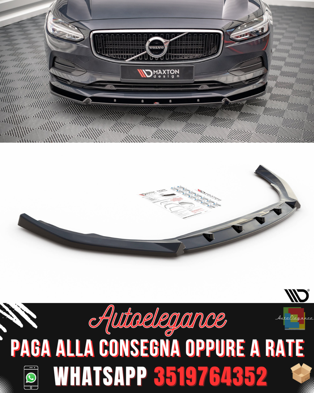 SPLITTER ANTERIORE adatto per V.2 VOLVO V90 MK2 2016-2020