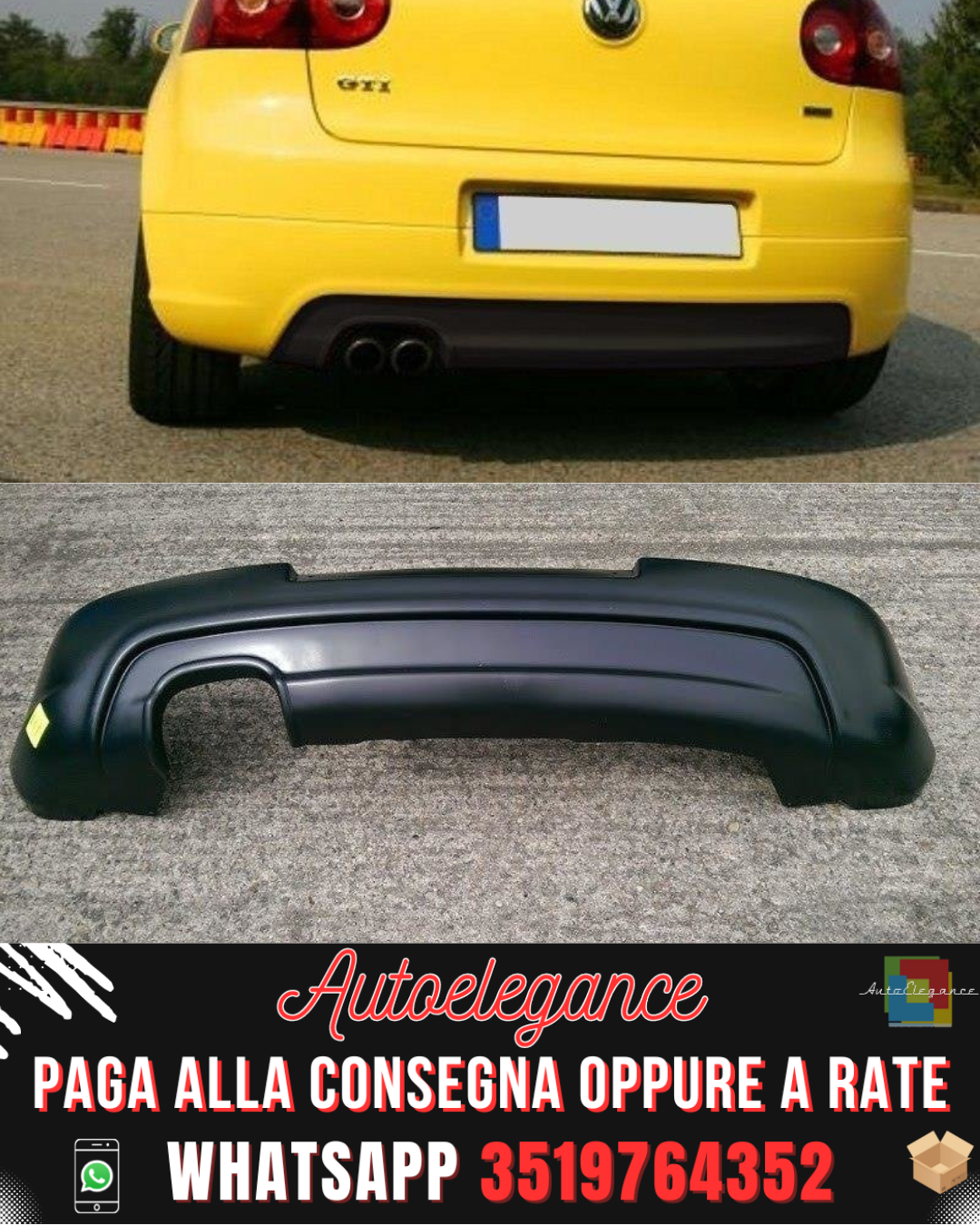 DIFFUSORE POSTERIORE adatto per VW GOLF V GTI EDITION 30 (CON 1 FORO DI SCARICO, PER SCARICO GTI) 2003-2008