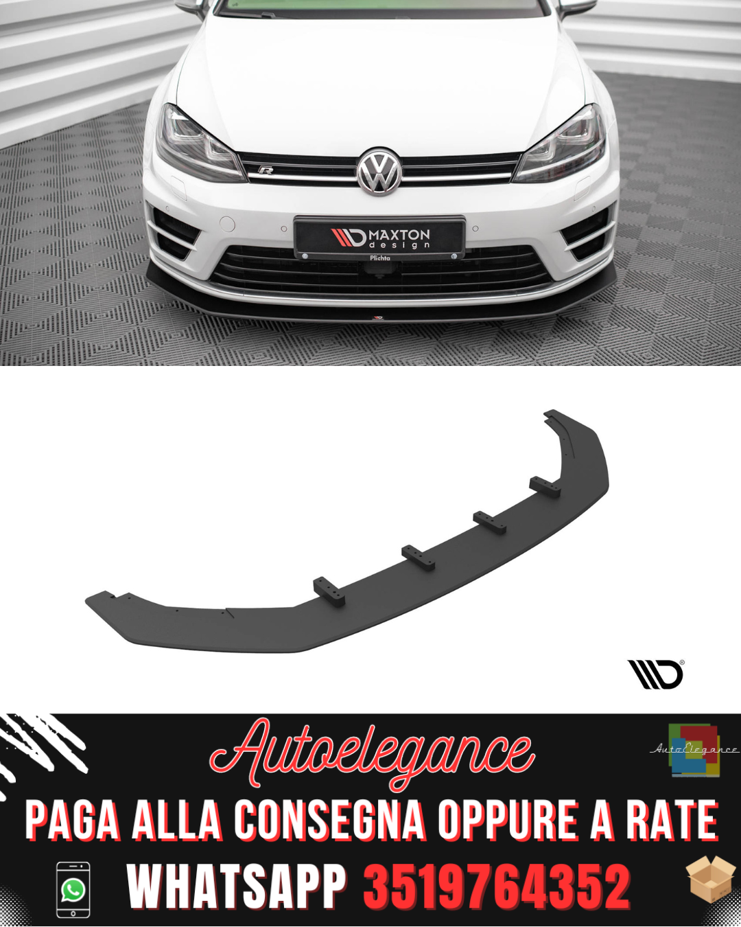 SPLITTER ANTERIORE STREET PRO ADATTO PER V.2 VOLKSWAGEN GOLF R MK7 2013-2016