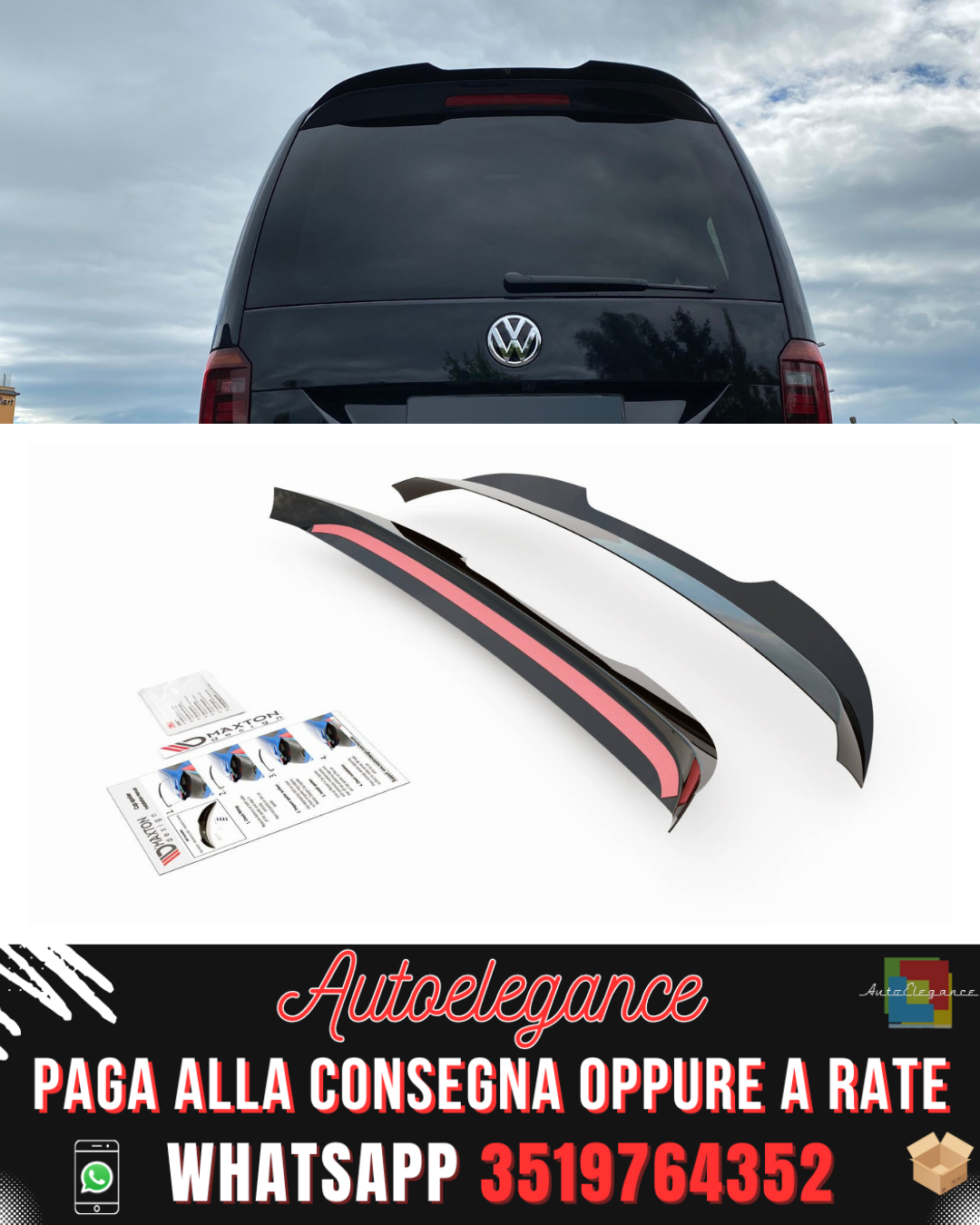 SPOILER adatto per  VOLKSWAGEN CADDY MK.4 2015-2020