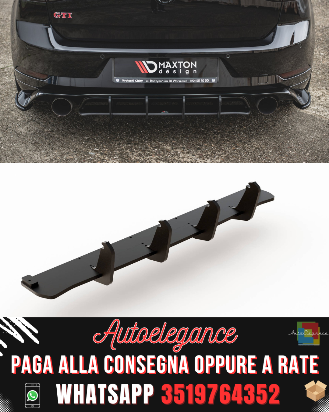 DIFFUSORE POSTERIORE RACING DURABILITY ADATTO PER VW GOLF 7 GTI TCR 2019