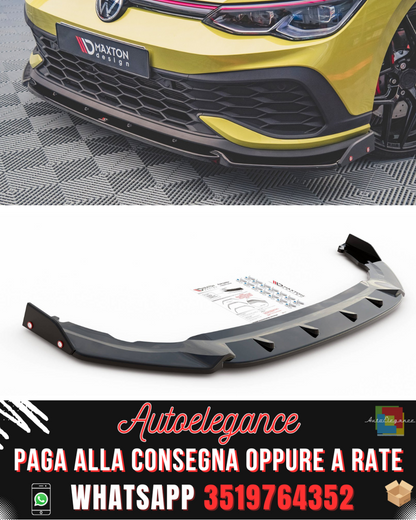 SPLITTER ANTERIORE V.1 + FLAPS ADATTI PER VOLKSWAGEN GOLF 8 GTI CLUBSPORT 2020