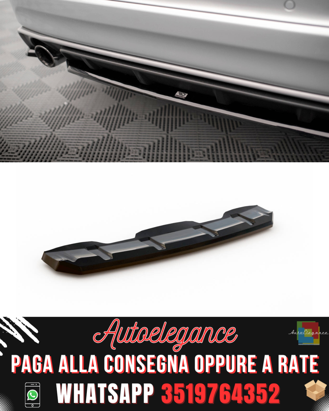 SPLITTER POSTERIORE CENTRALE adatto per VOLVO XC60 R-DESIGN MK1 FACELIFT 2013-2017